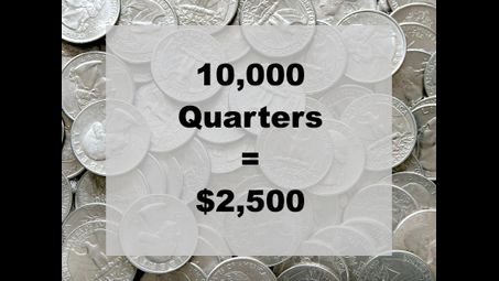 10,000 quarters equals $2,500